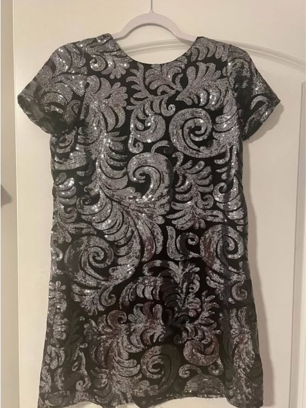 Show Me Your MuMu Black Dress with Silver Sequin Swirl